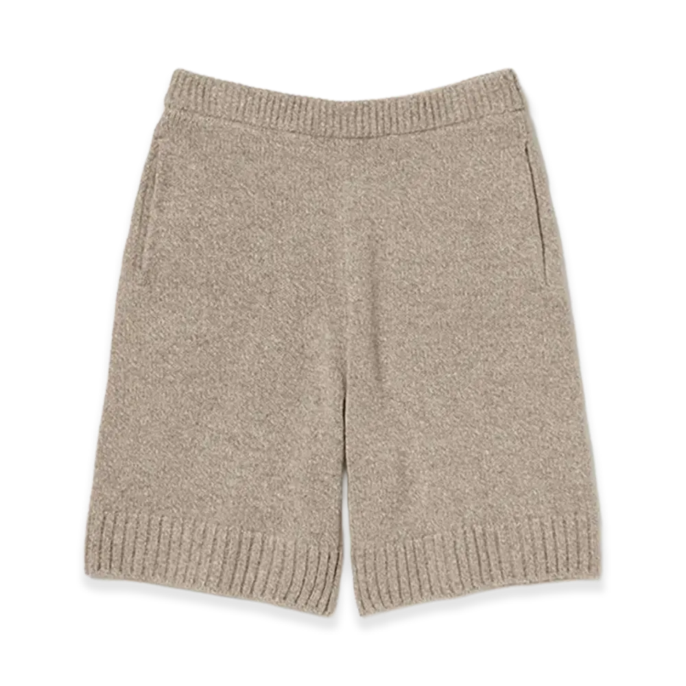 AURALEE Women's Cashmere Silk Melange Knit Shorts "Mix Beige"