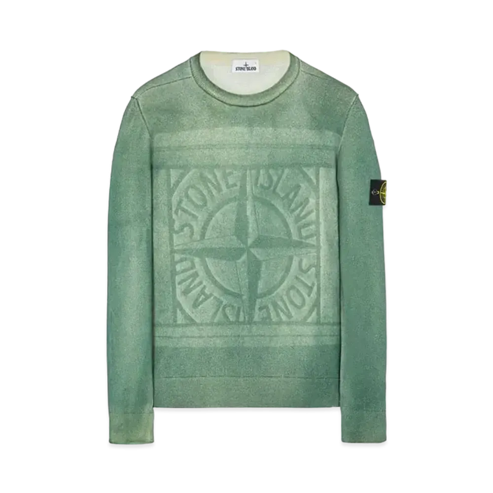 Stone Island 570A8 PURE WOOL_FAST DYE + HAND MADE AIRBRUSH + LASER PRINT: REVERSIBLE "Sage Green"