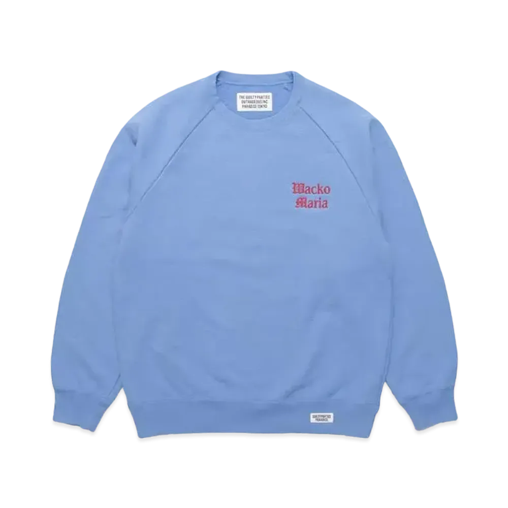 WACKO MARIA Washed Heavy Weight Crew Neck Sweat Shirt "Blue"