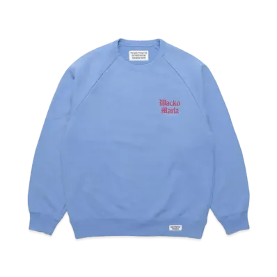 WACKO MARIA Washed Heavy Weight Crew Neck Sweat Shirt "Blue"