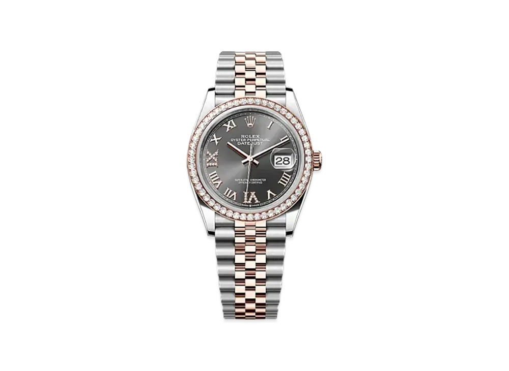 ROLEX Datejust 36mm Oystersteel & Everose Gold Diamond 126281RBR "Slate"