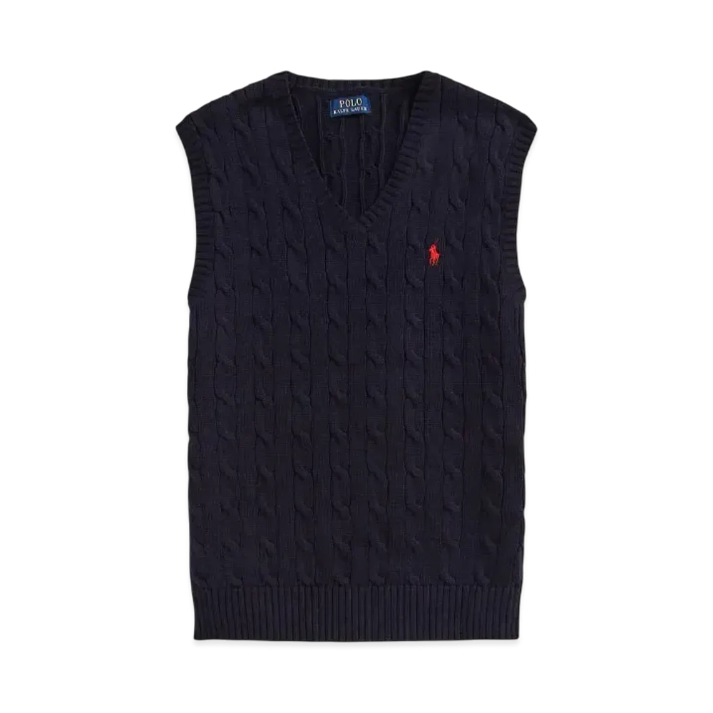 Polo Ralph Lauren Cable Knit Cotton Sweater Vest "Blue"