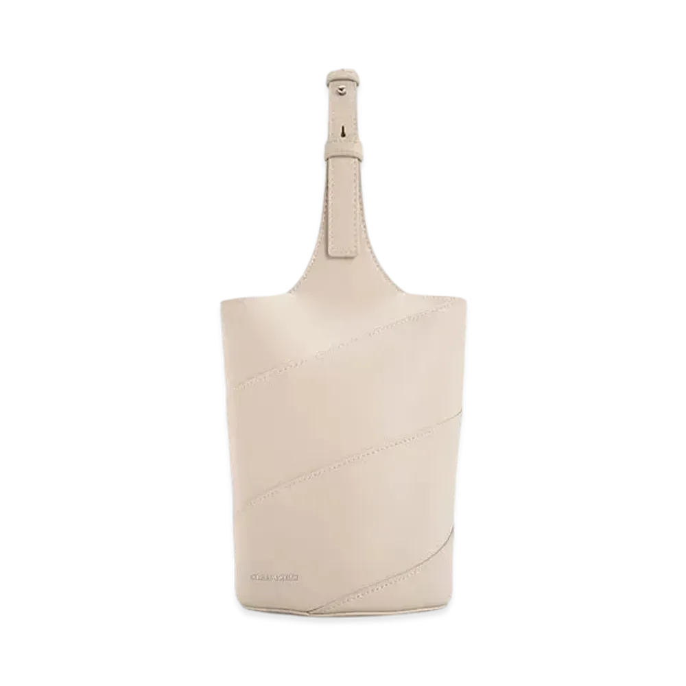 CHARLES & KEITH Torin Cylinder Bucket Bag "Oat"