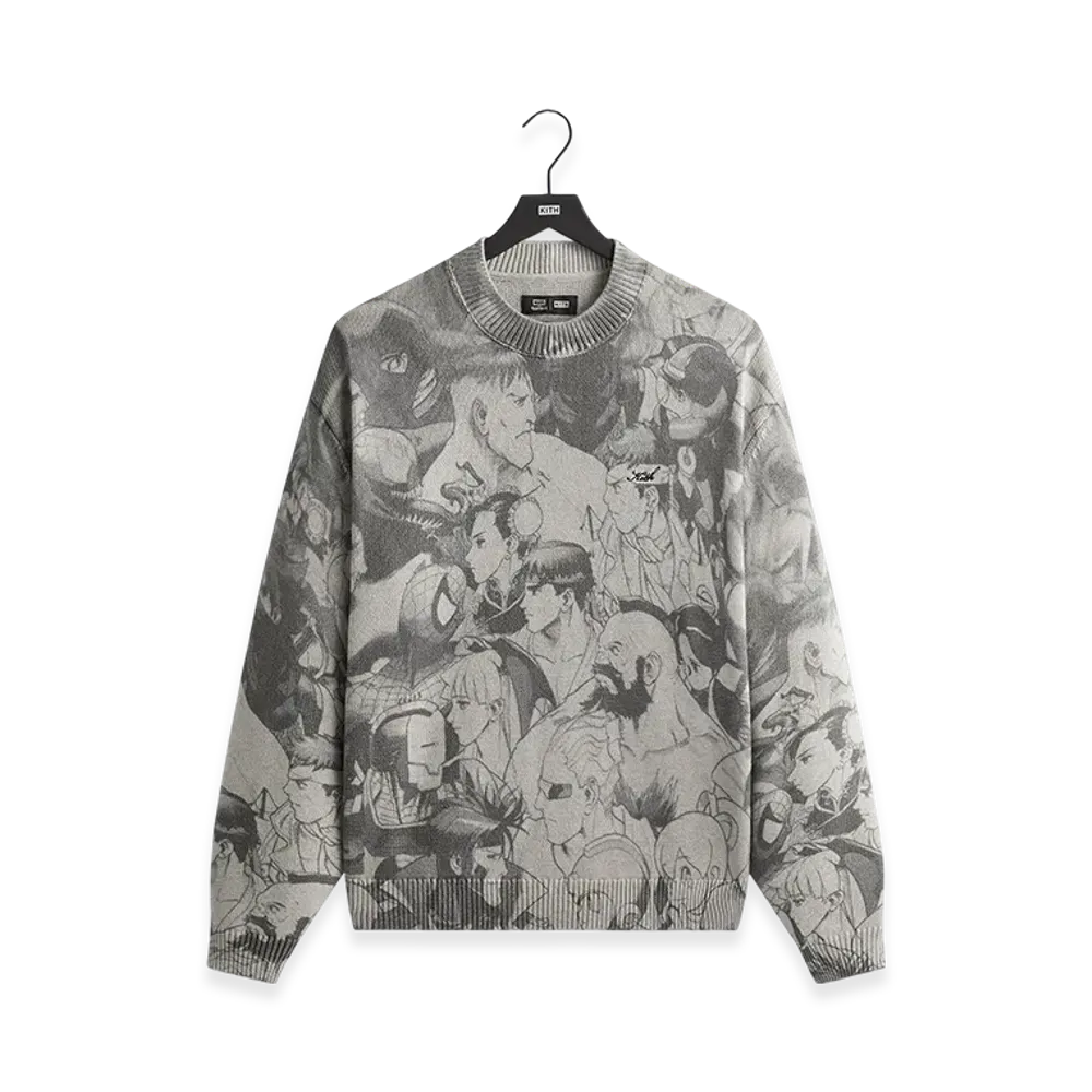 Kith x Marvel vs. Capcom Super Heroes Crewneck Sweater "Light Heather Grey"
