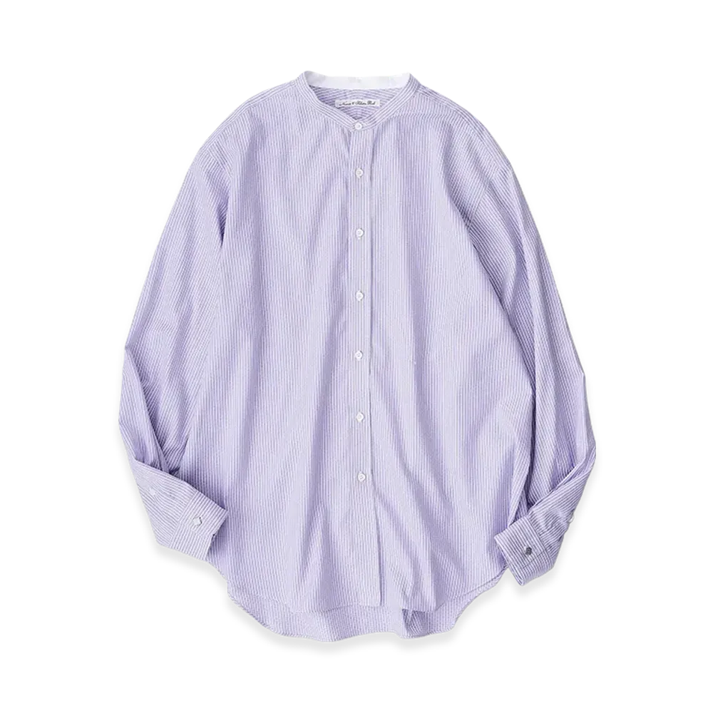 NICENESS Guarino N.N.P. Dobby - Weave Band Collar Dress Shirt "Purple"