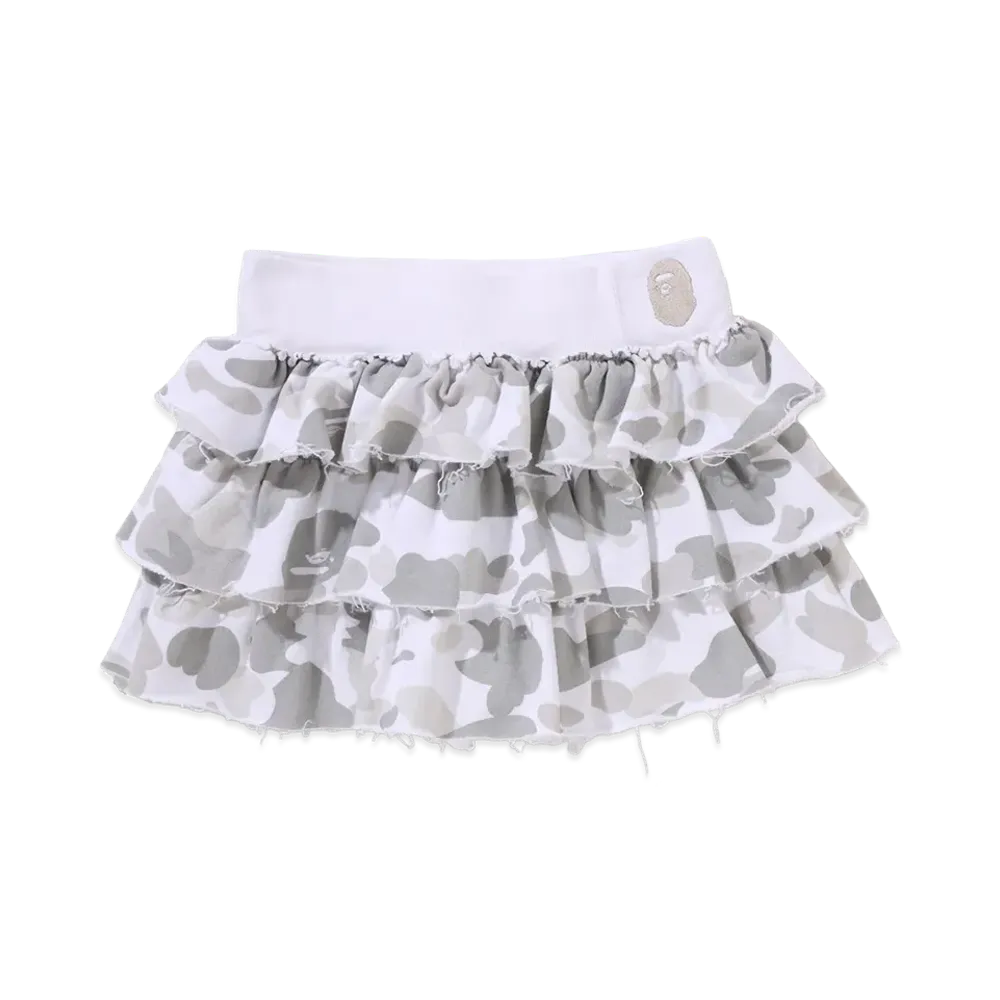 A BATHING APE Color Camo Ruffle Sweat Skirt "White"