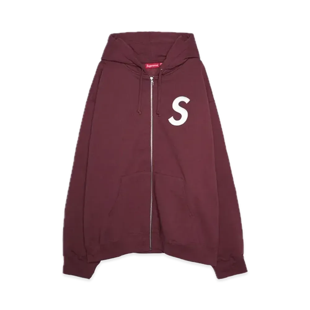 Supreme S Logo Zip Up Hooded Sweatshirt "Maroon" (FW24)