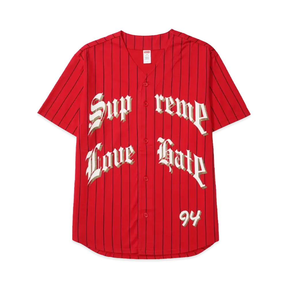 Supreme Love Hate Baseball Jersey "Red"