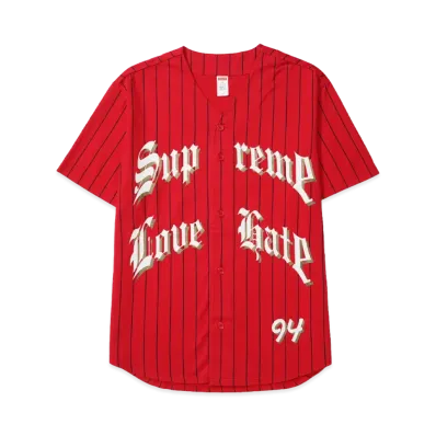 Supreme Love Hate Baseball Jersey "Red"