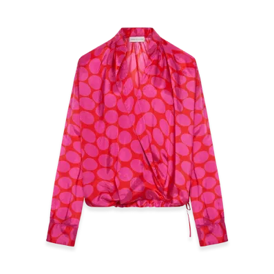 DRIES VAN NOTEN Women's Maxi Polka Dot Print Blouse "Fuchsia"