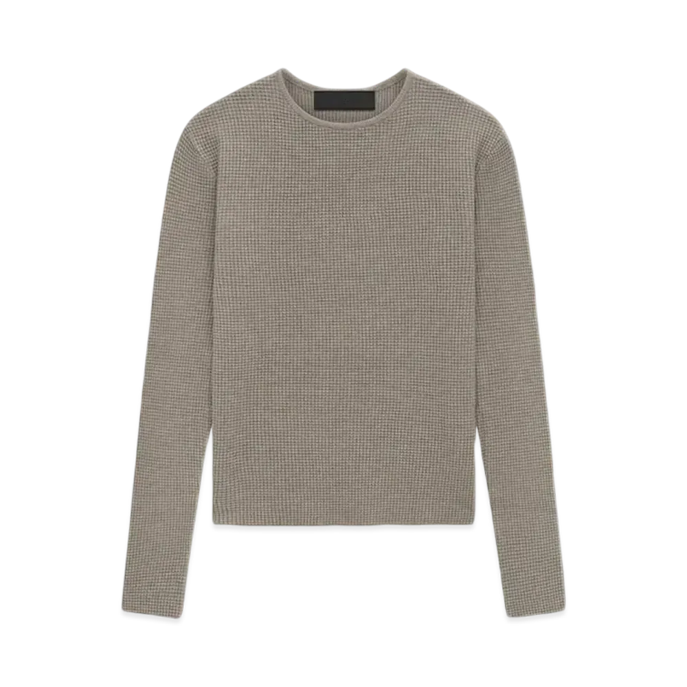 FEAR OF GOD Essentials Women's Waffle Fitted Long Sleeve Sweater "Heather Gray"