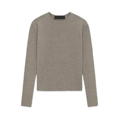 FEAR OF GOD Essentials Women's Waffle Fitted Long Sleeve Sweater "Heather Gray"