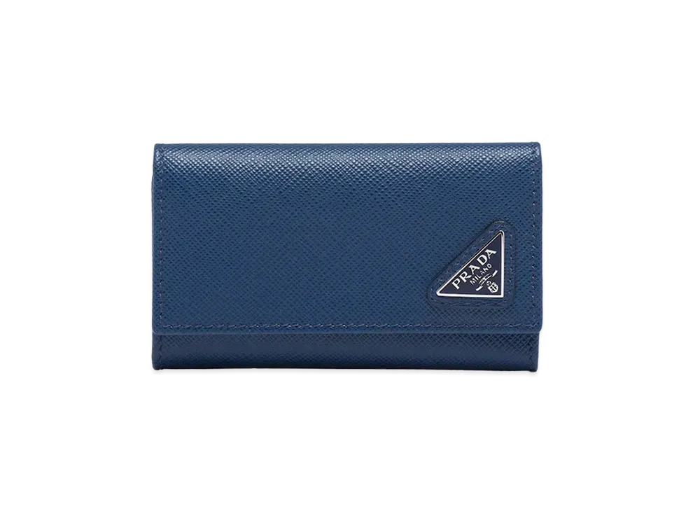 PRADA Saffiano Leather Key Case "Blue"