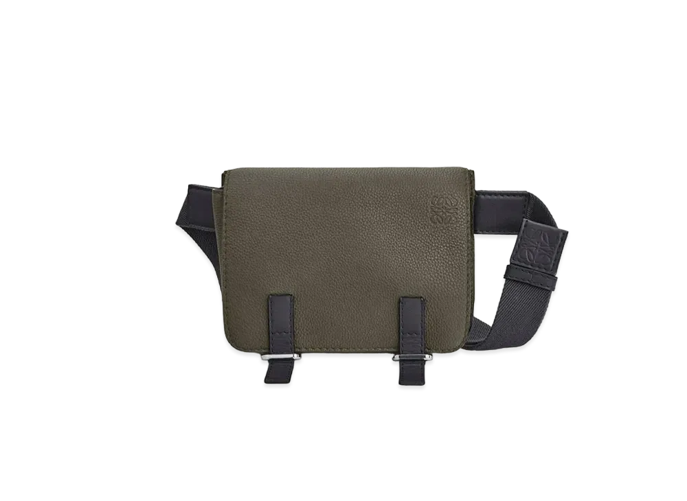 LOEWE Military Bumbag In Soft Grained Calfskin "Khaki Green / Black"