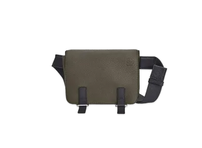 LOEWE Military Bumbag In Soft Grained Calfskin "Khaki Green / Black"
