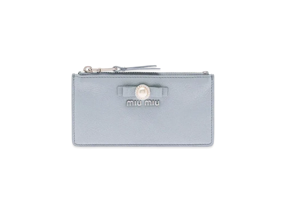 MIU MIU Madras Leather Envelope Wallet "Cornflower Blue"
