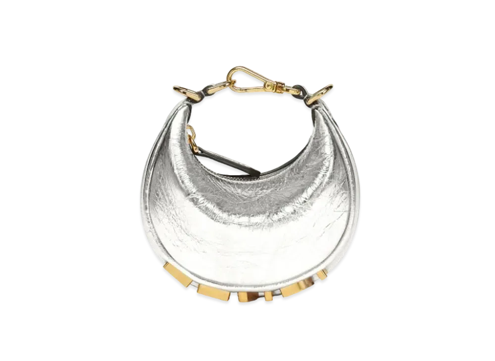 FENDI Nano Fendi Digraphy Leather Charm "Silver"