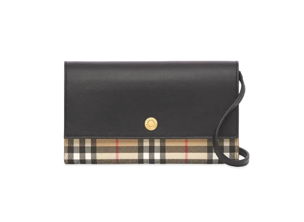 Burberry Check & Leather Wallet With Detachable Strap "Archive Beige/Black"
