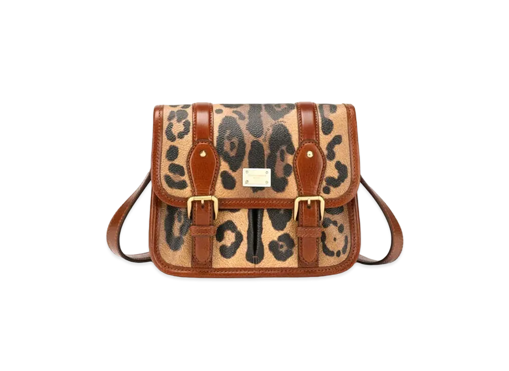 Dolce&Gabbana Messenger Bag Small Crespo Leopard Printed Logo Plate "Multicolor"