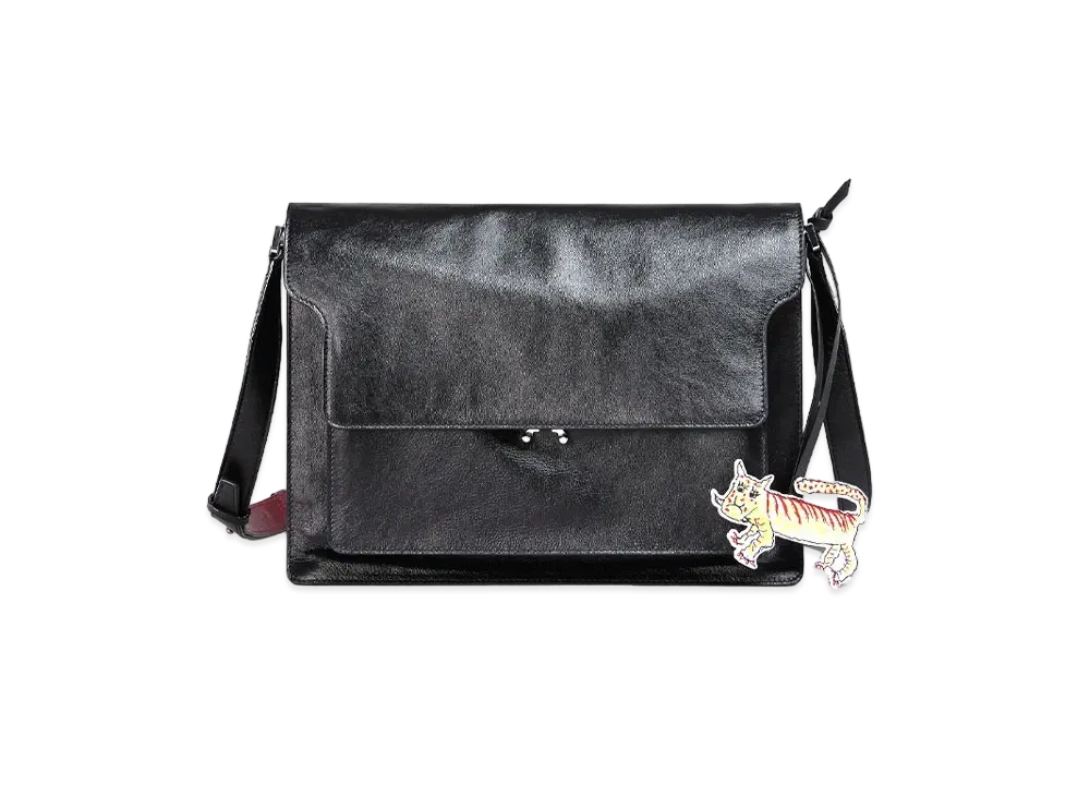Marni Calf Leather Trunk Soft Bag "Black/Bargandy"