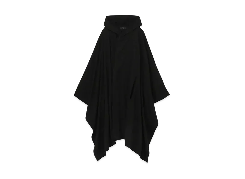 Yohji Yamamoto Y's COMBED MINI FLEECE ASYMME CAPE PONCHO "Black"