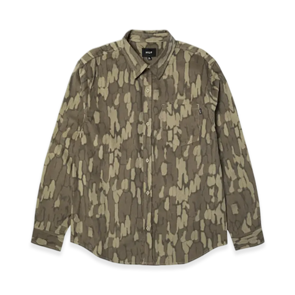 HUF WINTER 25 Warped Camo Corduroy Shirt "Muted Camo"