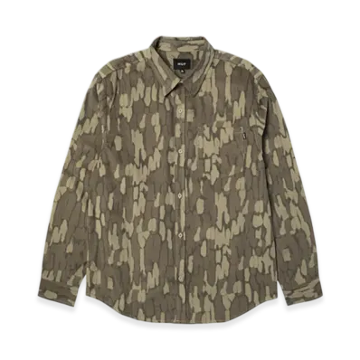 HUF WINTER 25 Warped Camo Corduroy Shirt "Muted Camo"