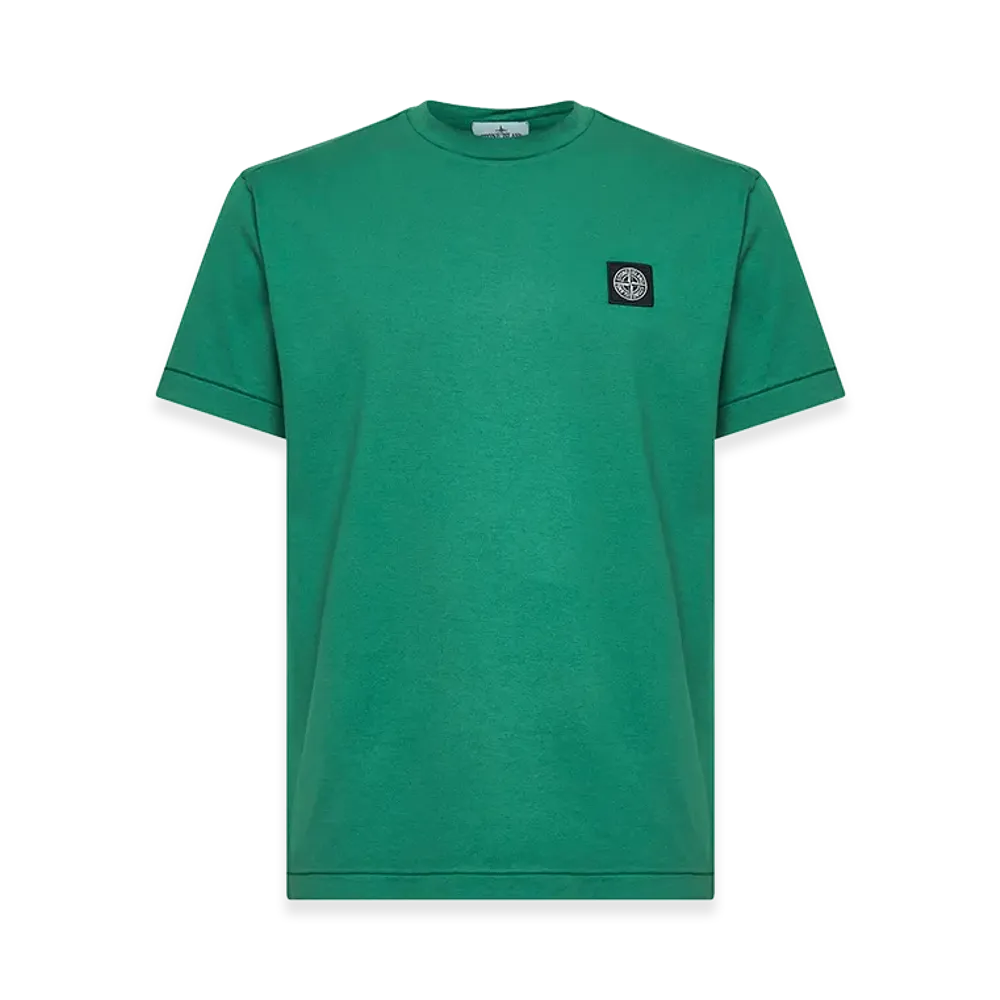 ストーンアイランド スリムフィット コットン ジャージー Tシャツ コンパス パッチ付き "グリーン"