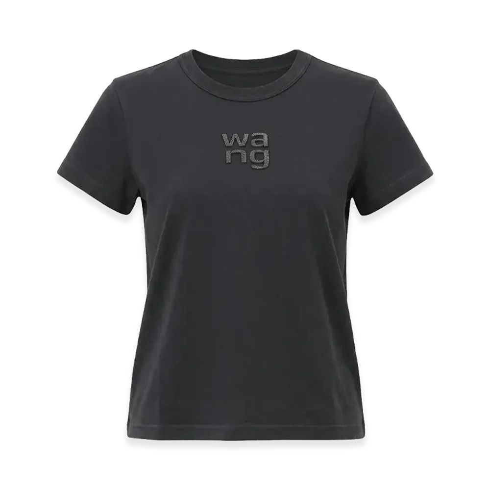 Alexander Wang Women's Hotfix Logo Shrunken T-Shirt "Washedblack"