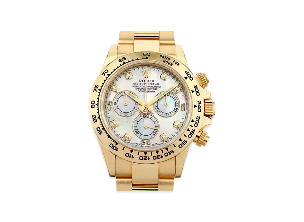 ROLEX Cosmograph Daytona 8P Diamonds "White Shell/Yellow Gold"