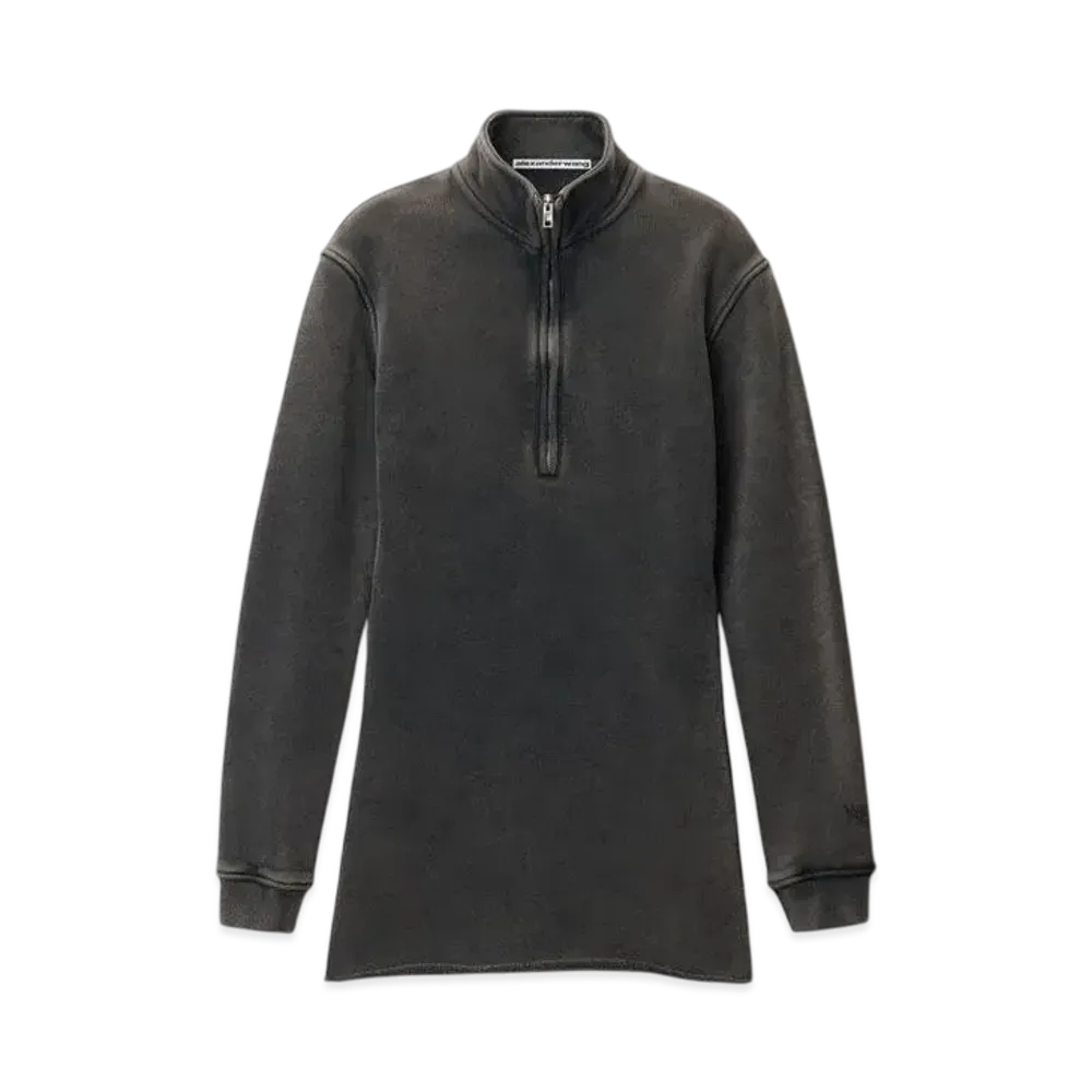Alexander Wang Cotton Terry Quarter Zip Mini Dress "Washed Shadow"