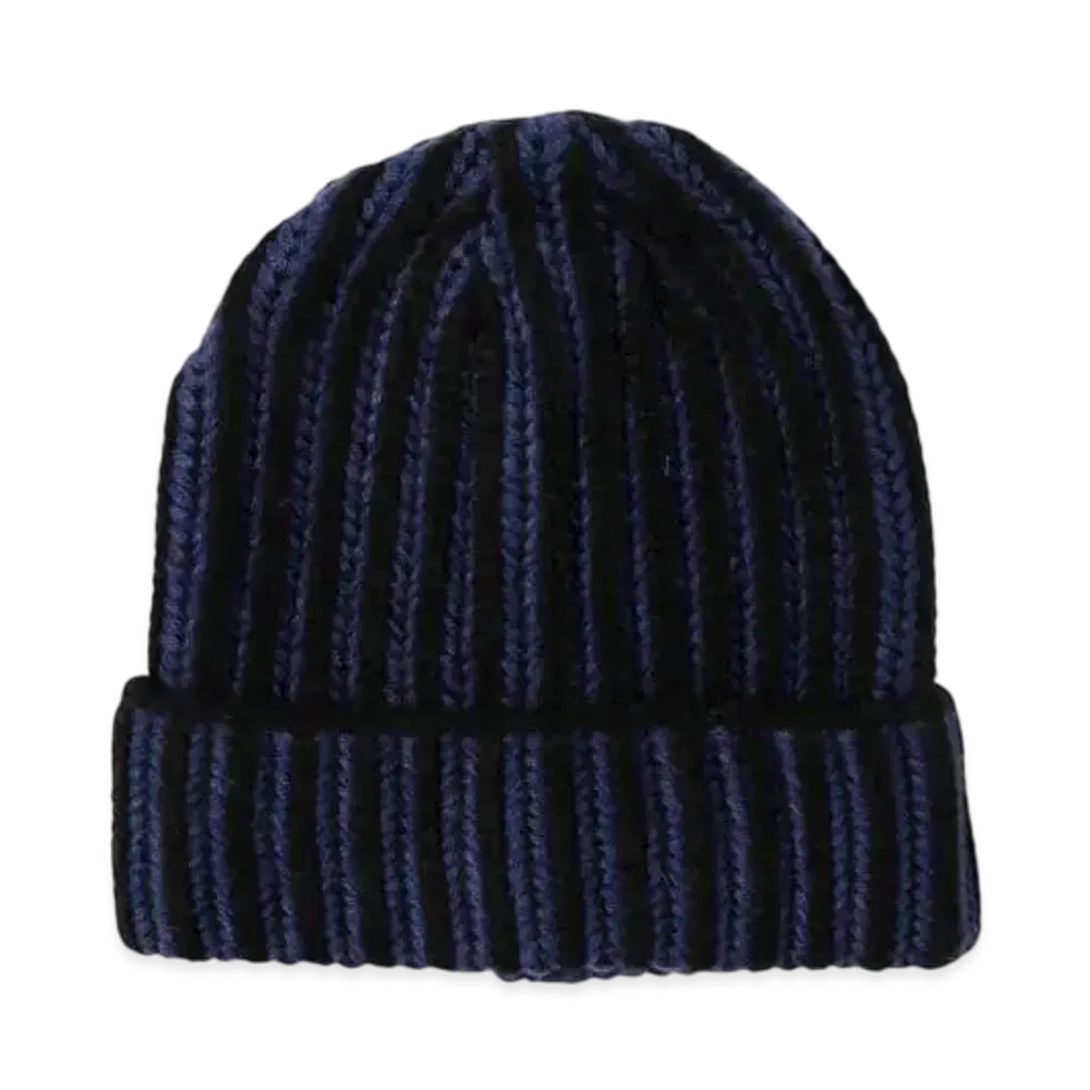 BEAMS 2-Tone Ribbed Watch Cap "Black"