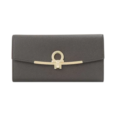 Salvatore Ferragamo Women's Long Wallet Gancini "Brown"