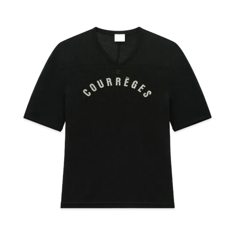 Courreges Baseball Printed Mesh T-Shirt "Black"
