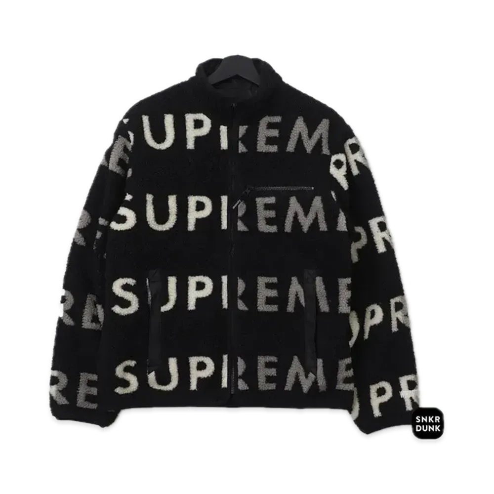 Supreme Reversible Logo Fleece Jacket "Black"