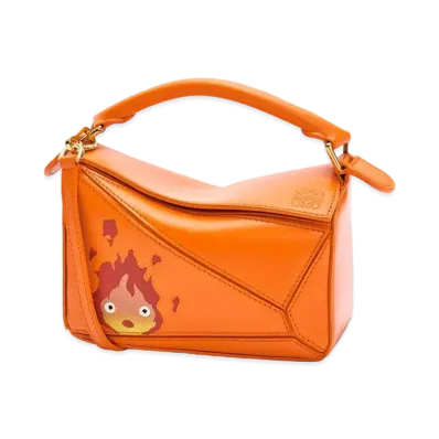 LOEWE x Howl's Moving Castle Calcifer Mini Puzzle Bag In Satin Calfskin Online Exclusive "Orange"