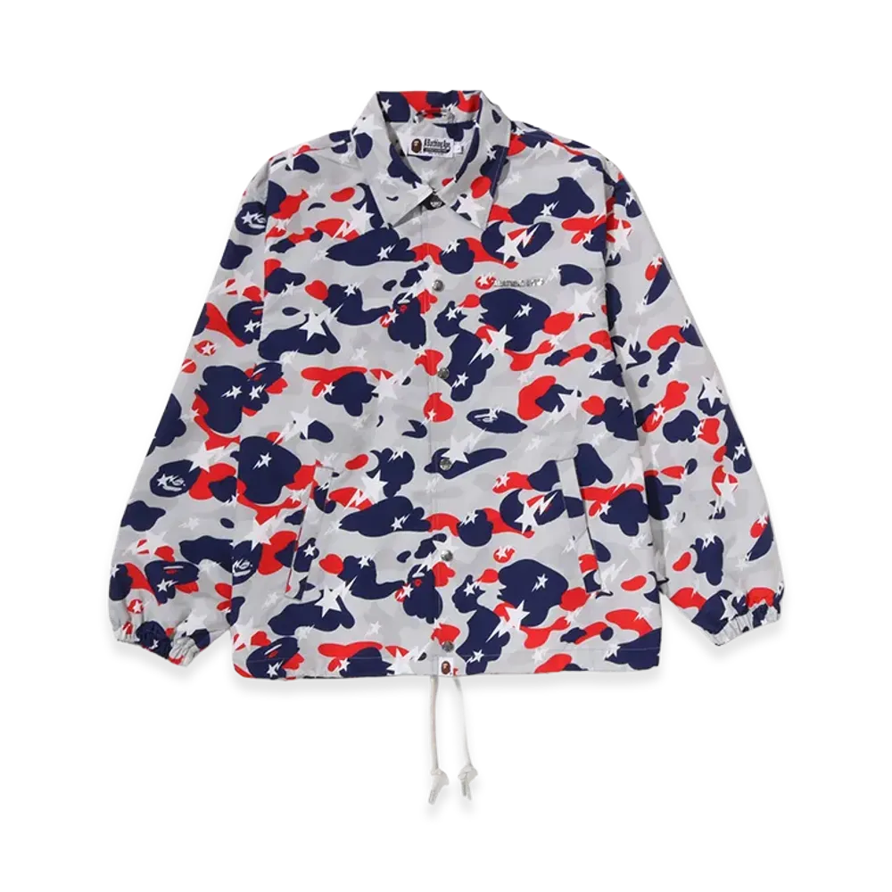 A BATHING APE Sta Strike Camo Coach Jacket "White"