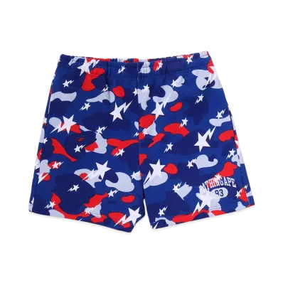 A BATHING APE Women's Sta Strike Camo Sweat Shorts "Blue"