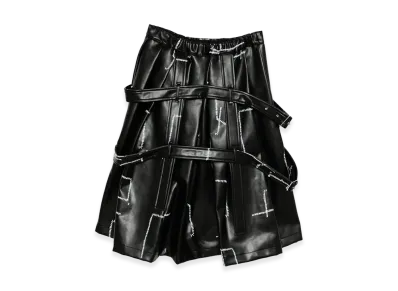 BLACK COMME des GARCONS Stitch Detail Printed Skirt "Black"
