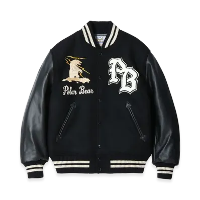 WHITESVILLE 30oz. Wool Melton Award Jacket Polar Bear "Black"