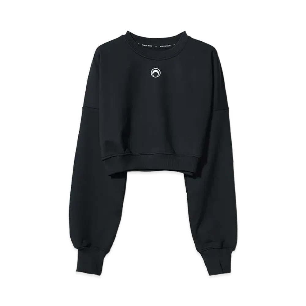 Marine serre MOON LOGO FLEECE CROPPED SWEATSHIRT "BLACK"