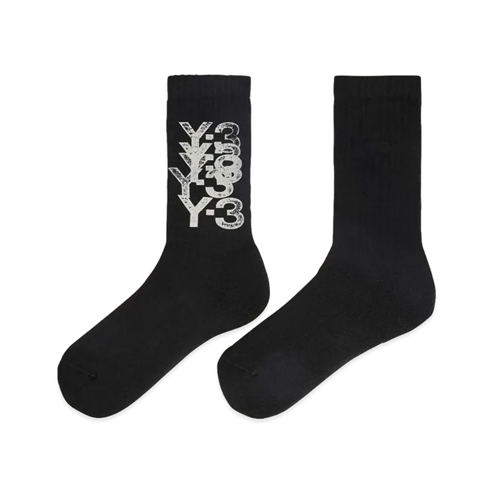 Y-3 Graphic Crew Socks "Black"