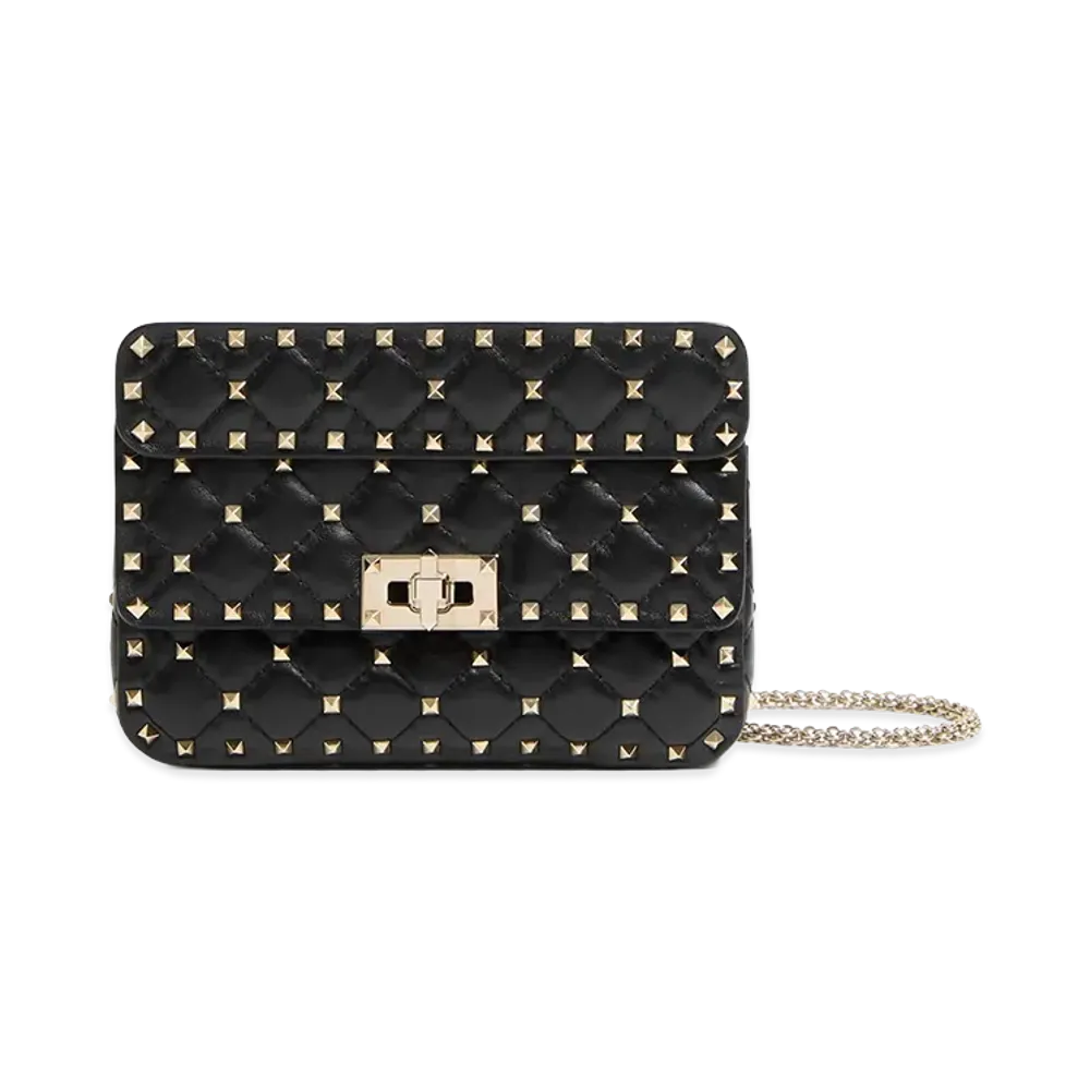 Valentino Women's Nappa Leather Small Rockstud Spike Handbag "Black"