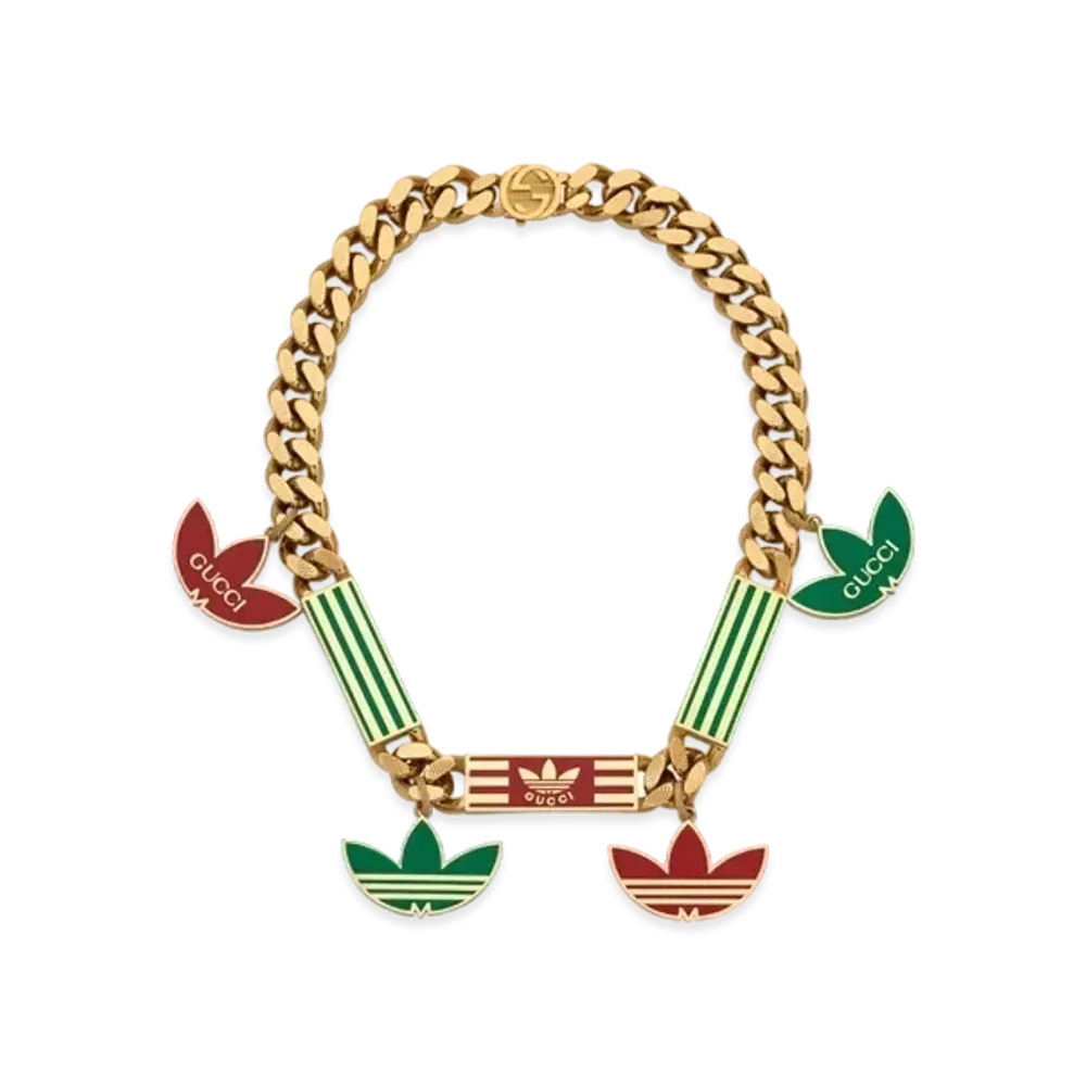 GUCCI Adidas x Gourmet Necklace Clover Enamel