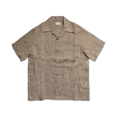 KAPITAL GRASS LINEN ALOHA SHIRT "Brown Khaki"