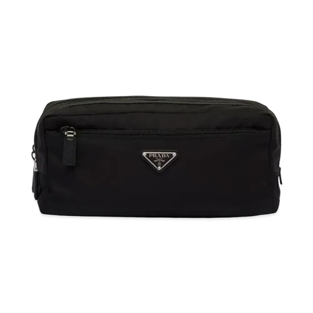 PRADA Re Nylon and Saffiano Leather Travel Pouch "Black"