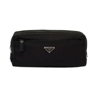 PRADA Re Nylon and Saffiano Leather Travel Pouch "Black"