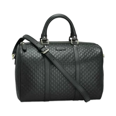 GUCCI 2way Boston Bag Micro Guccissima "Black"