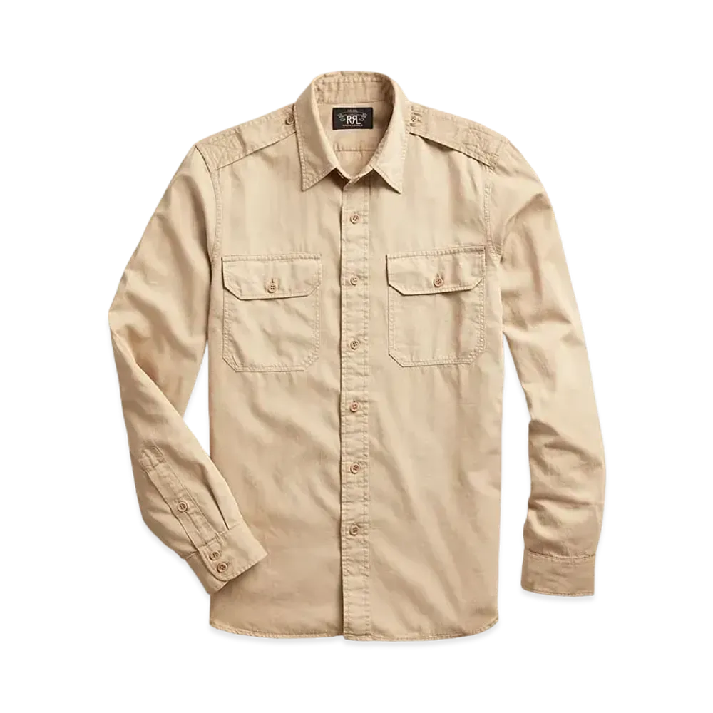 RRL Ralph Lauren Slim Garment-Dyed Twill Shirt "Brown"
