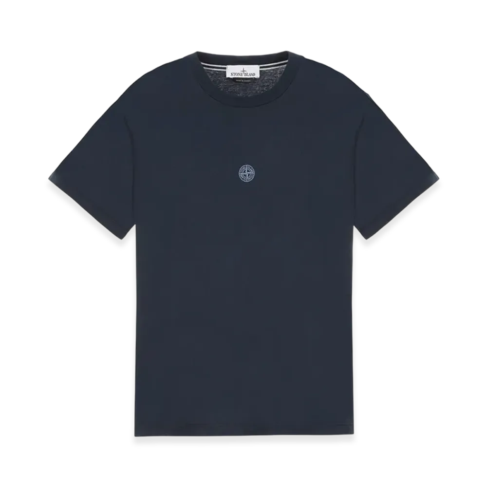 Stone Island 2NS86 60/2 Cotton Jersey Garment Dyed Lettering One Print T-Shirt - 23SS "Navy Blue"